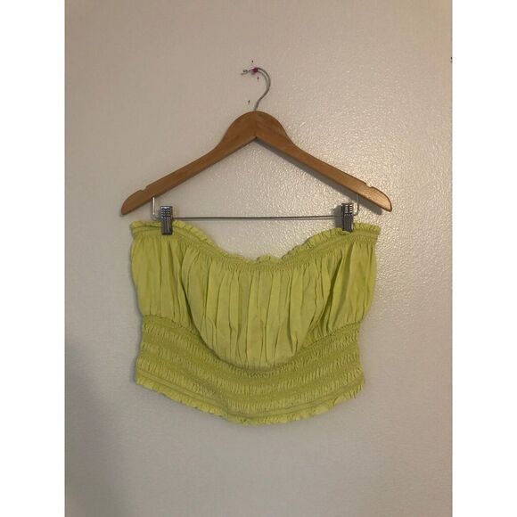 Brand New Anthropologie Pilcro Ruffled Tube Top in Lime XL - Picture 3 of 12